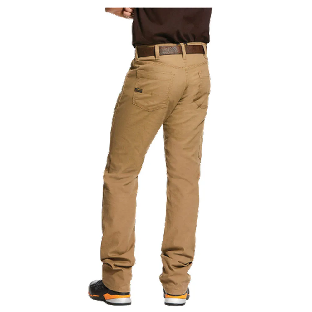 10030239 Ariat Mens Khaki Rebar M4 DuraStretch Made Tough Stackable Straight Leg Pant