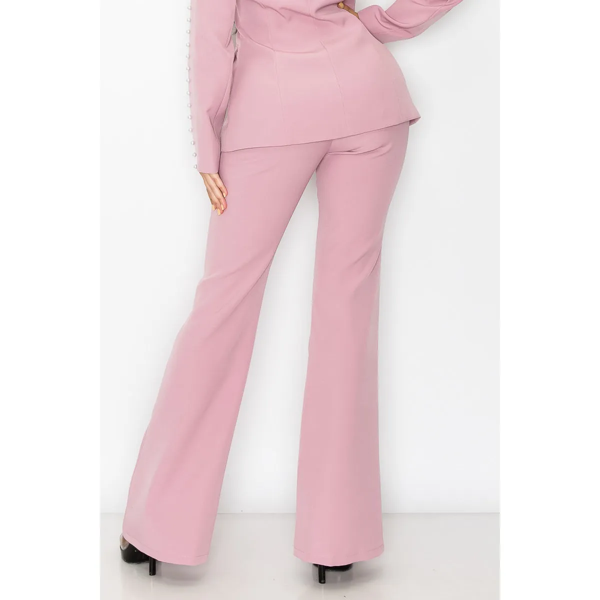 3-Piece Blush Pearl Trim Pantsuit