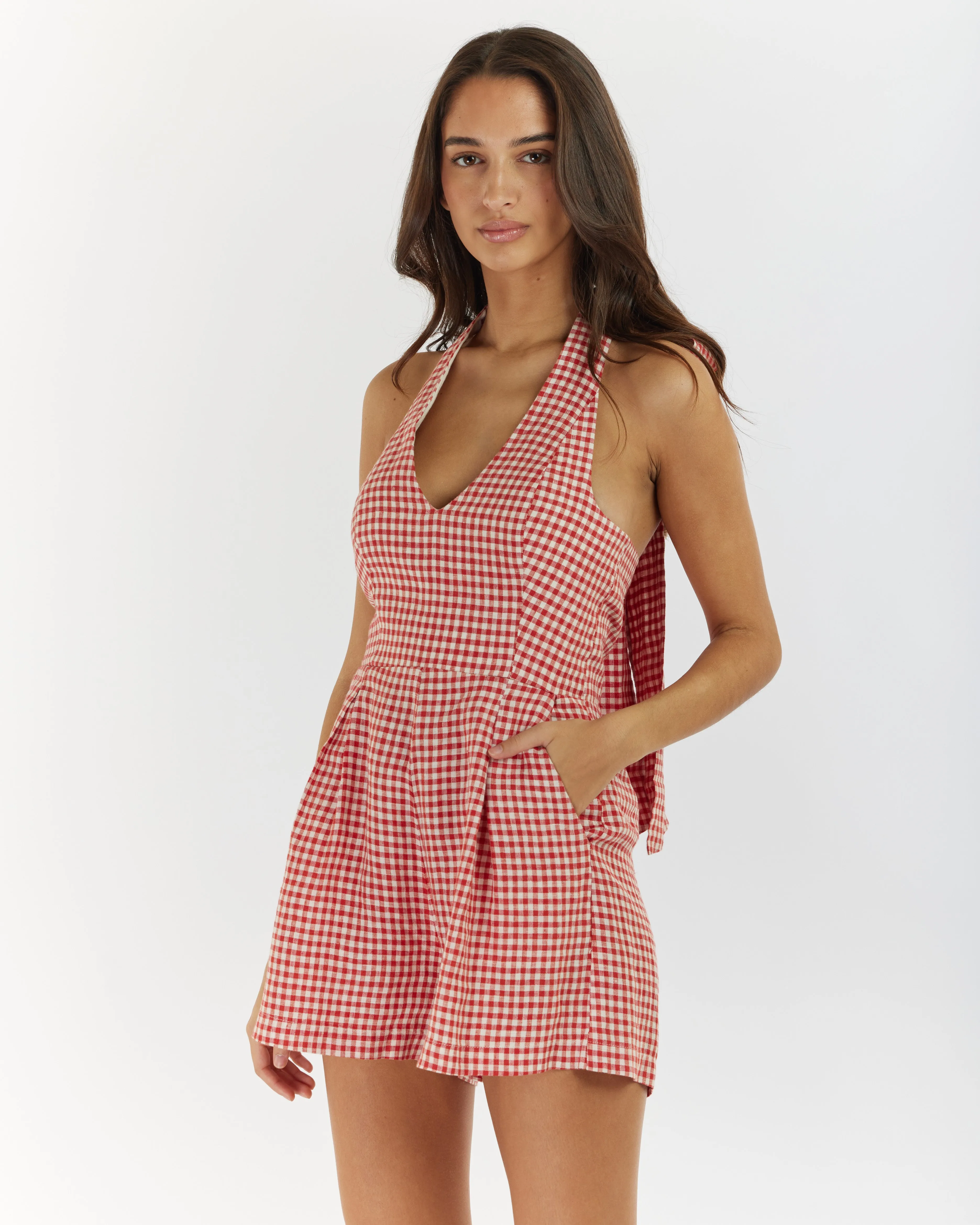 Adele Gingham Halter Playsuit