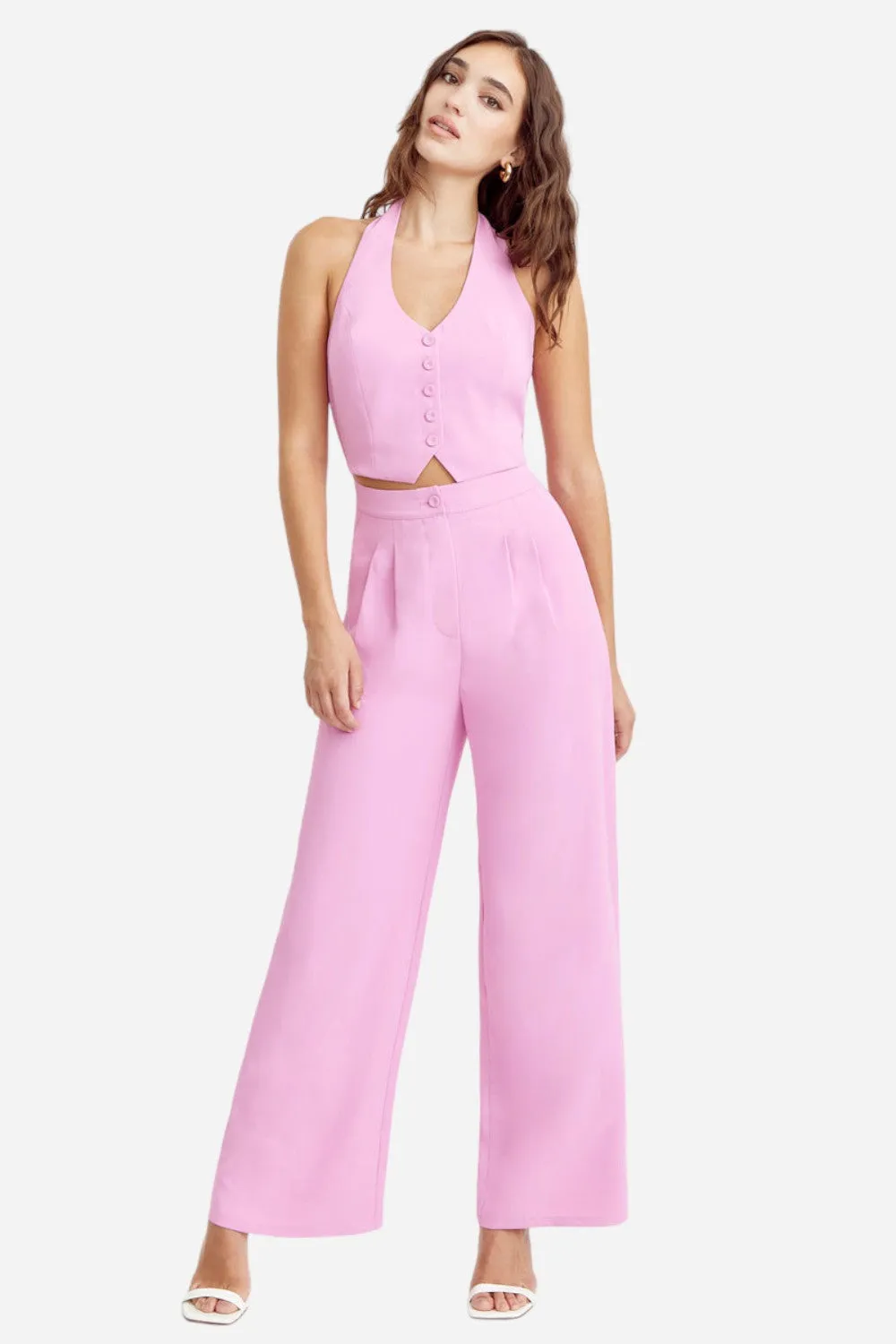 Adelyn Rae Farrah Halter Jumpsuit in Pink