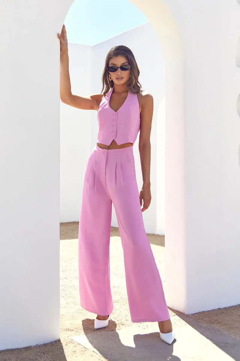 Adelyn Rae Farrah Halter Jumpsuit in Pink