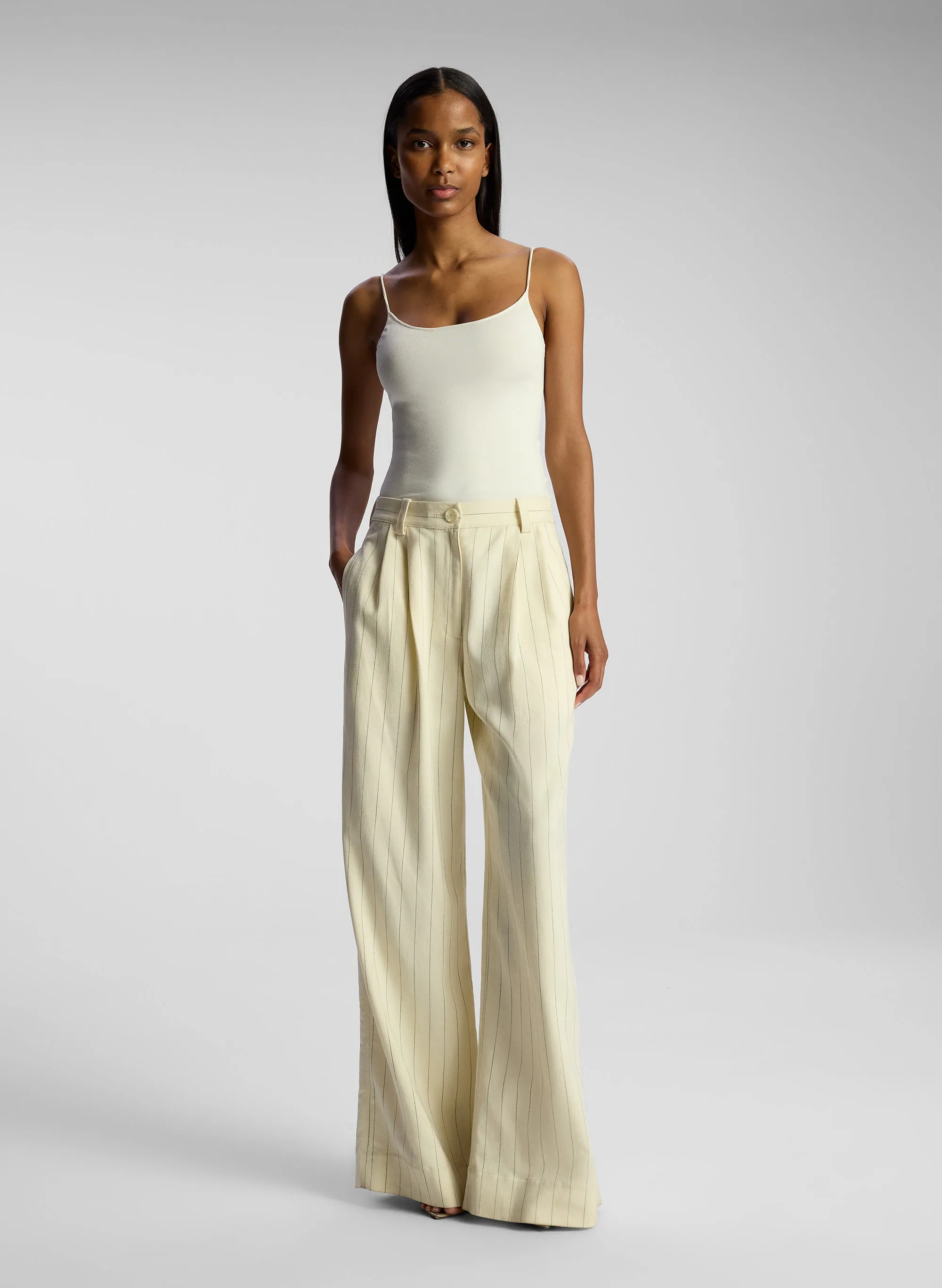 Alfie Wide Leg Pinstripe Pant