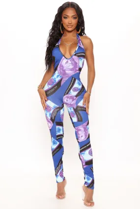 All About That Cash Jumpsuit - Royal/combo