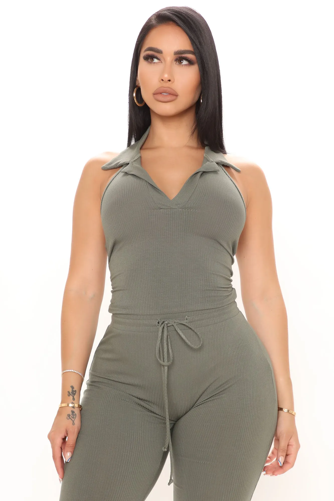 Another Casual Night Jumpsuit - Olive