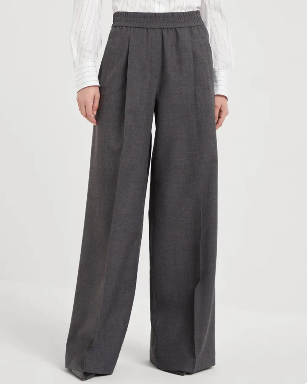 Anthracite Wool Pleated Pant