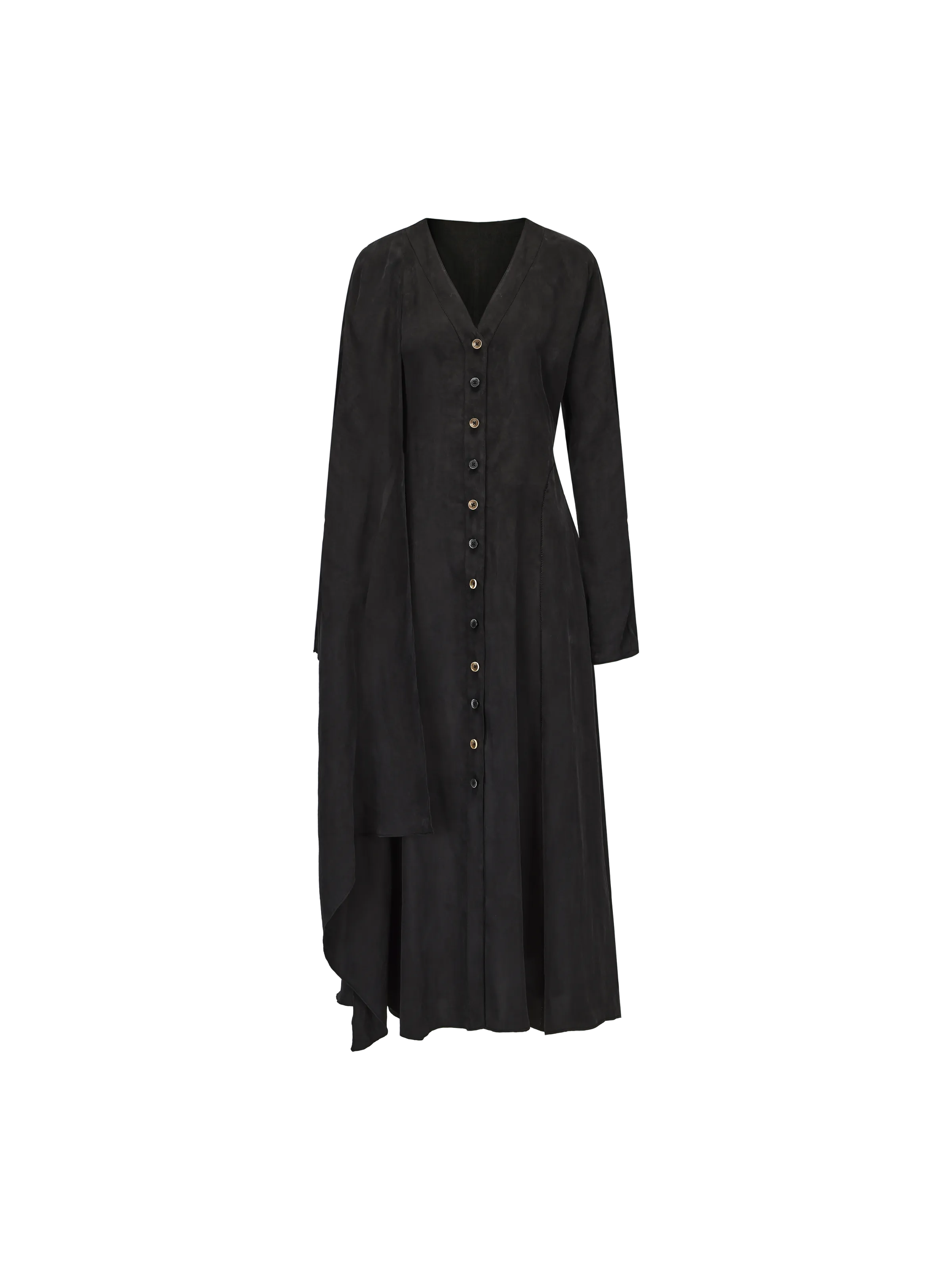 Black Cupro Collar Trench Coat