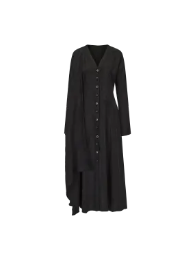 Black Cupro Collar Trench Coat