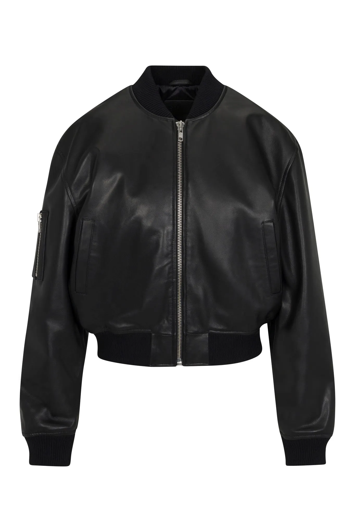 Black Leather Classic Bomber