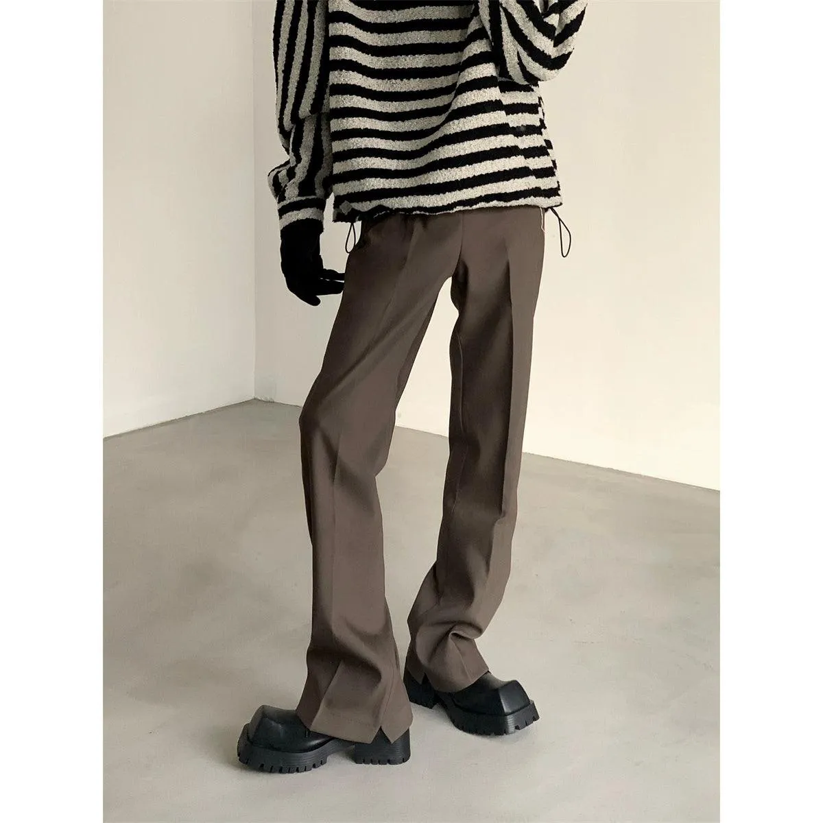 Black Straight-Leg Classic Pants