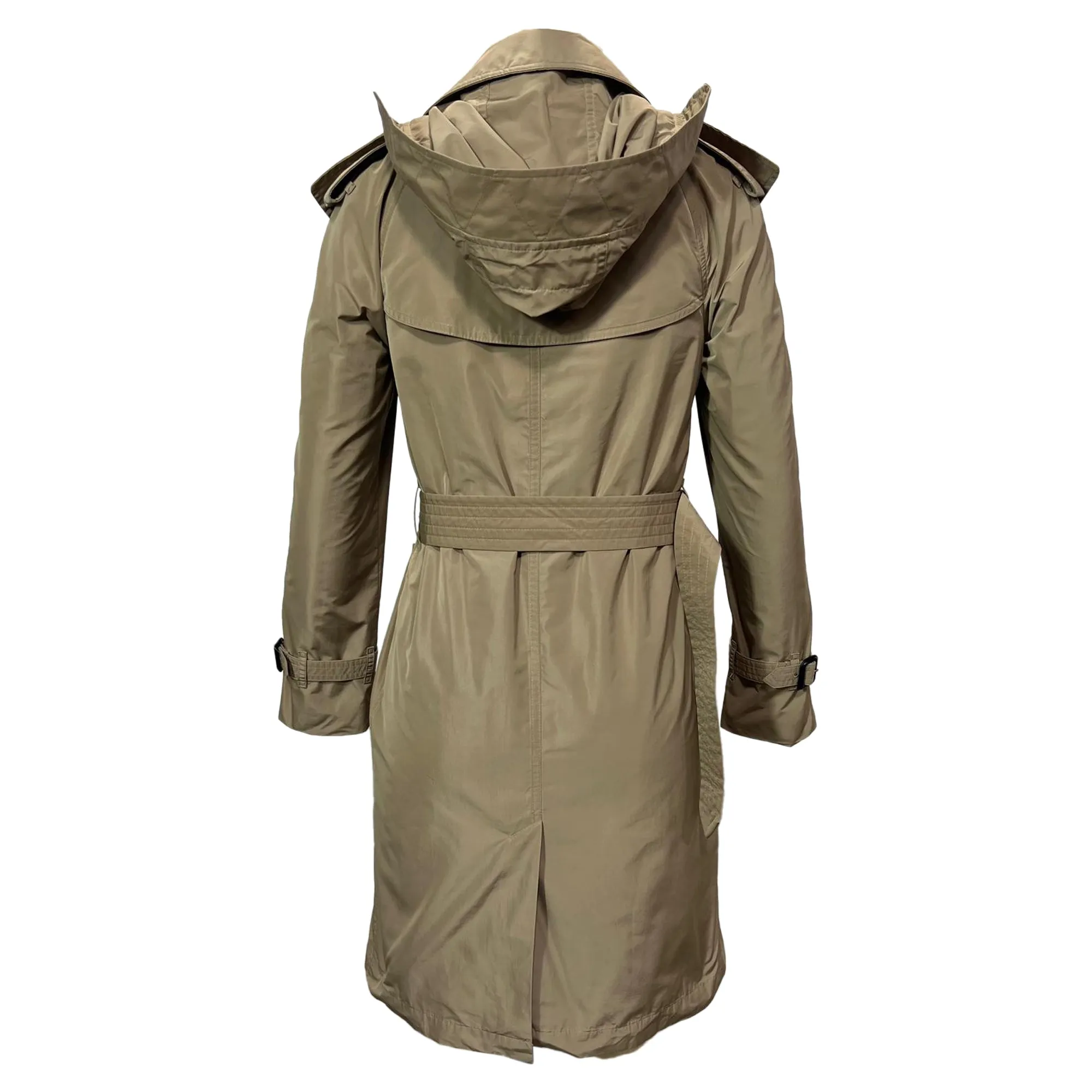 Burberry Amberford Hooded Shell Trench Coat in Beige Polyester