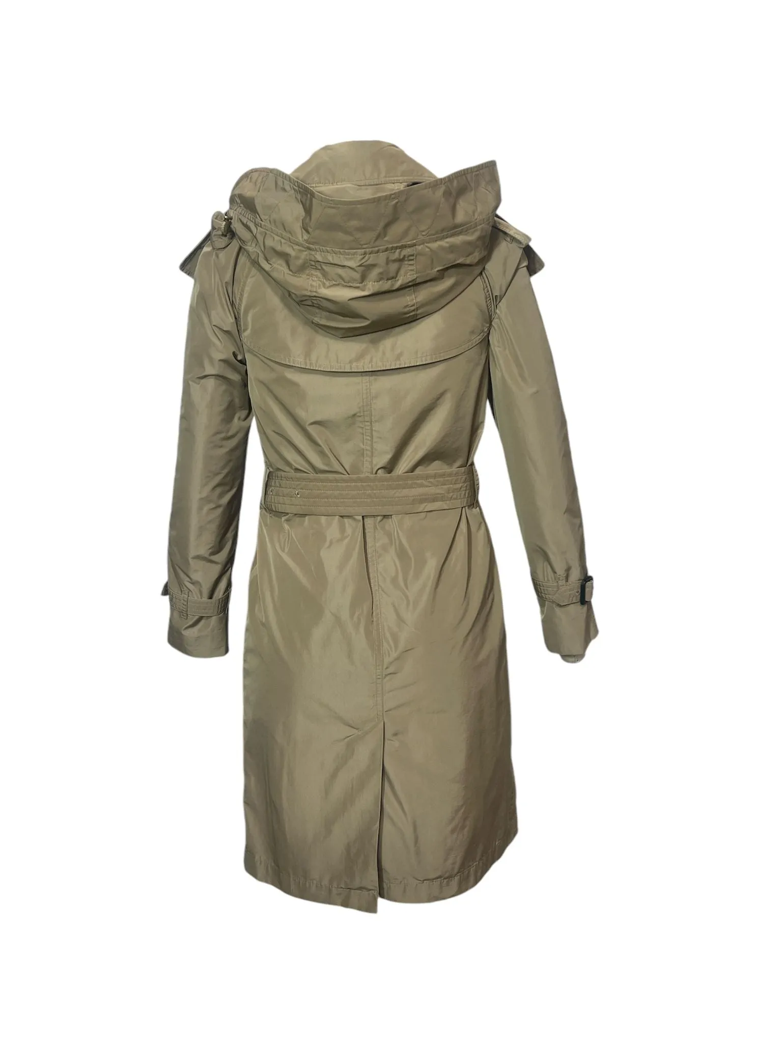 Burberry Amberford Hooded Shell Trench Coat in Beige Polyester