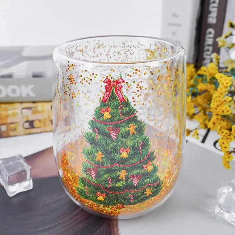 Christmas Tree Cups Heat Resistant Double Layer Household Cartoon Tumbler  Gift Idea