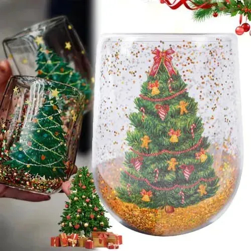 Christmas Tree Cups Heat Resistant Double Layer Household Cartoon Tumbler  Gift Idea