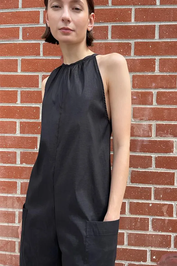 Cropped Halter Jumpsuit in Black (Sold Out)