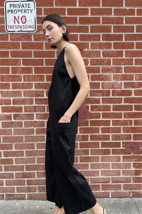 Cropped Halter Jumpsuit in Black (Sold Out)