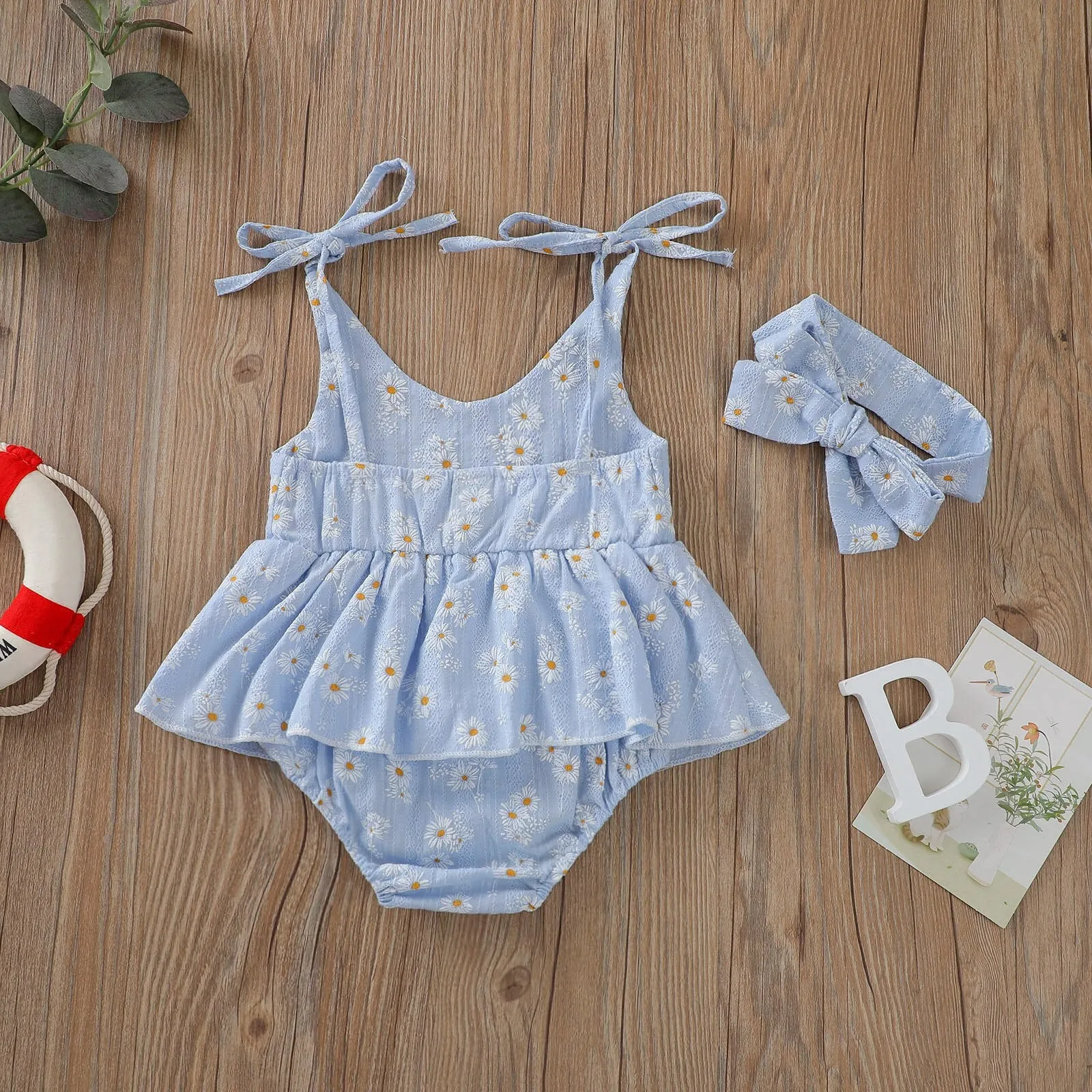 DAISY Embroidered Romper Dress with Headband