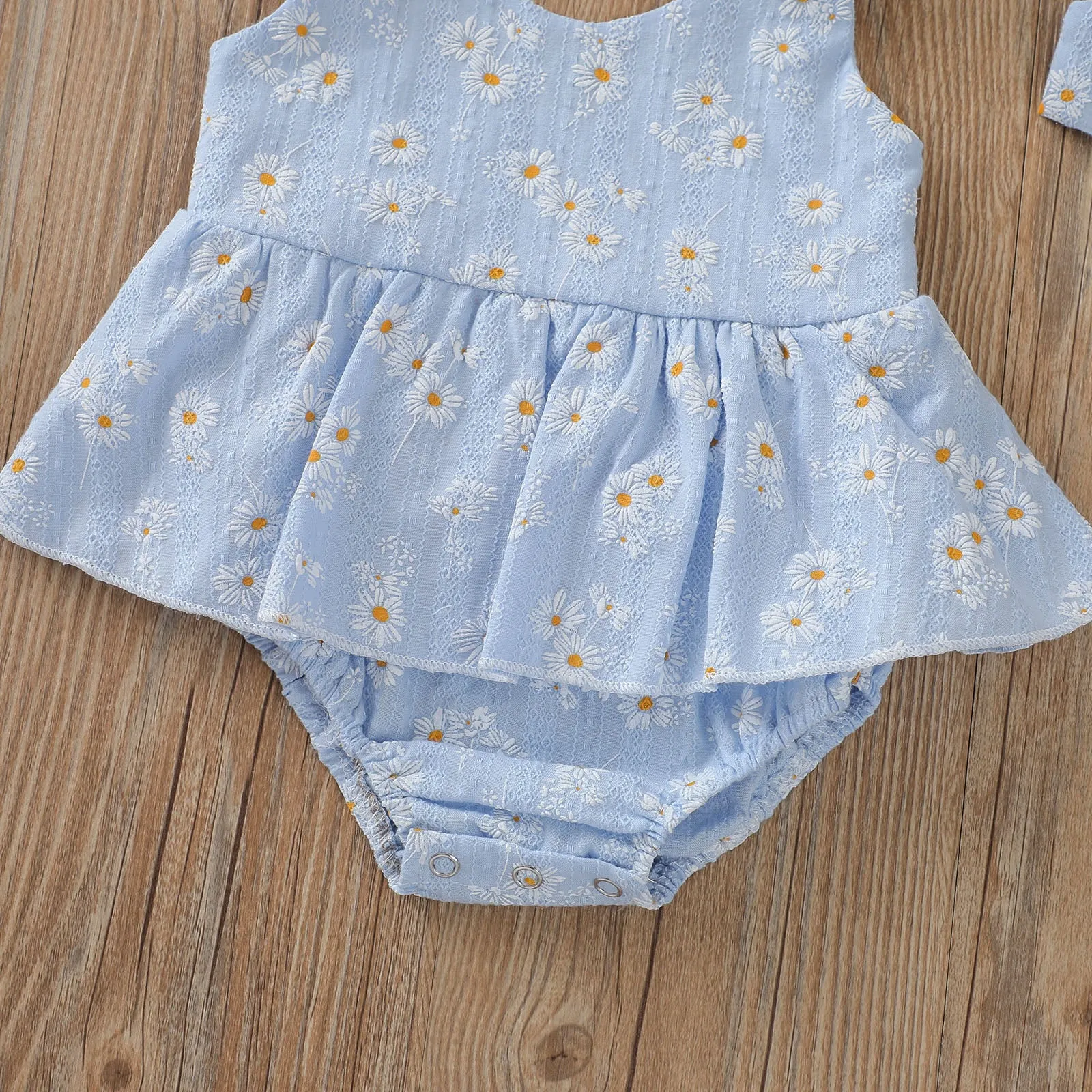 DAISY Embroidered Romper Dress with Headband