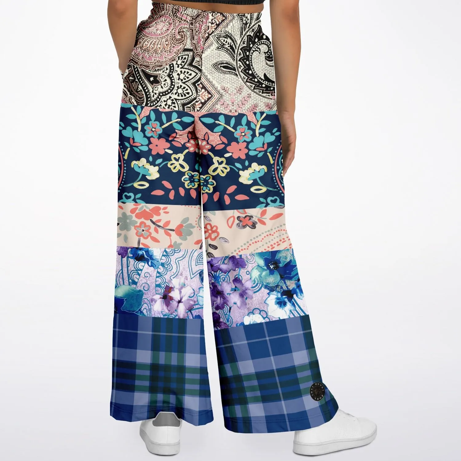 Dolores Park Paisley Plaid Eco-Poly Wide Leg Pants