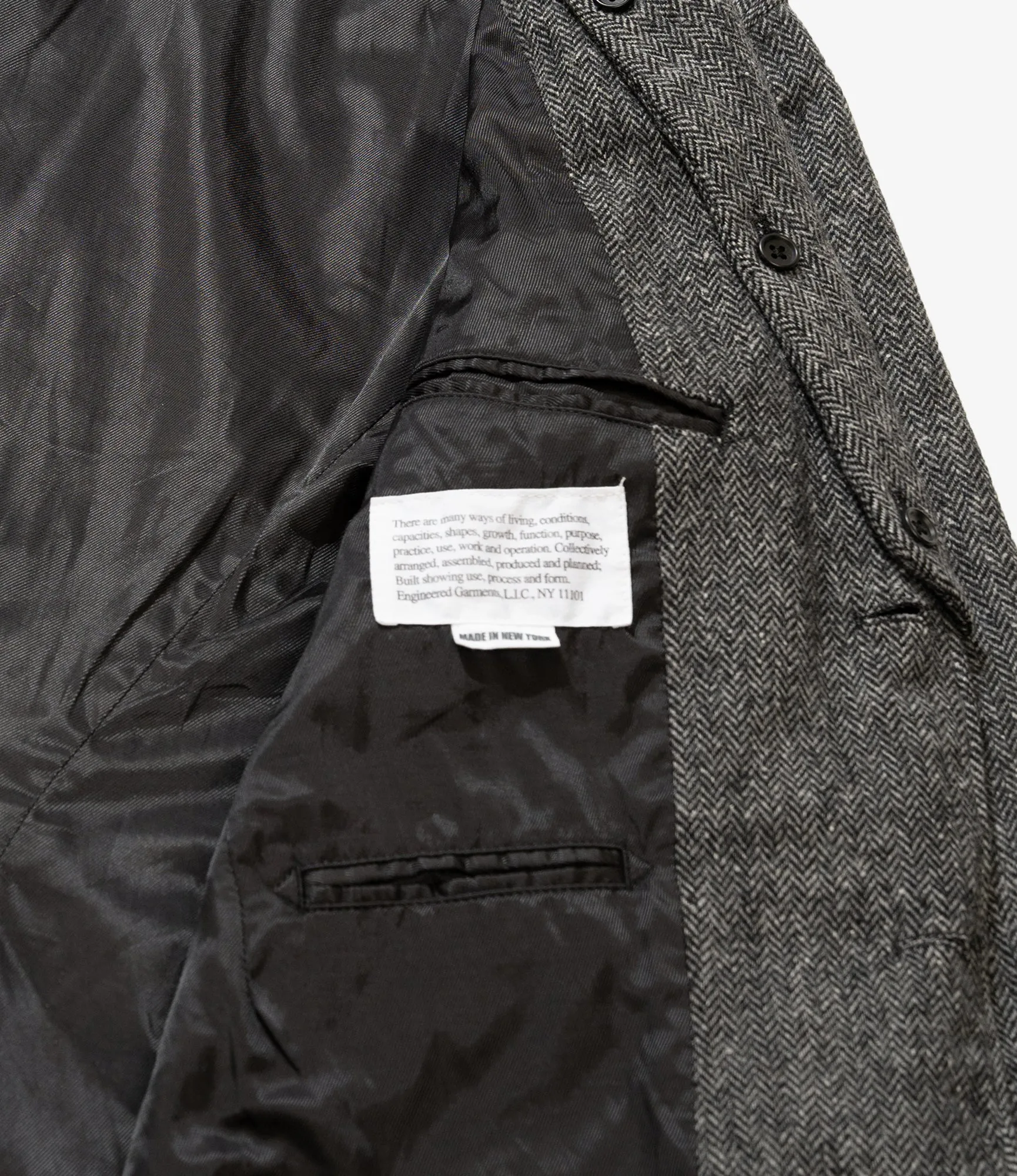 Engineered Garments Trans Jacket - Grey Poly Wool Herringbone