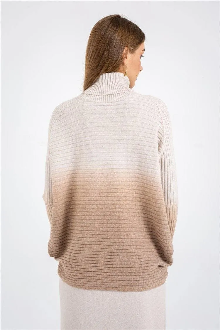 Grey Brown Dip Dye Knitted Sweater