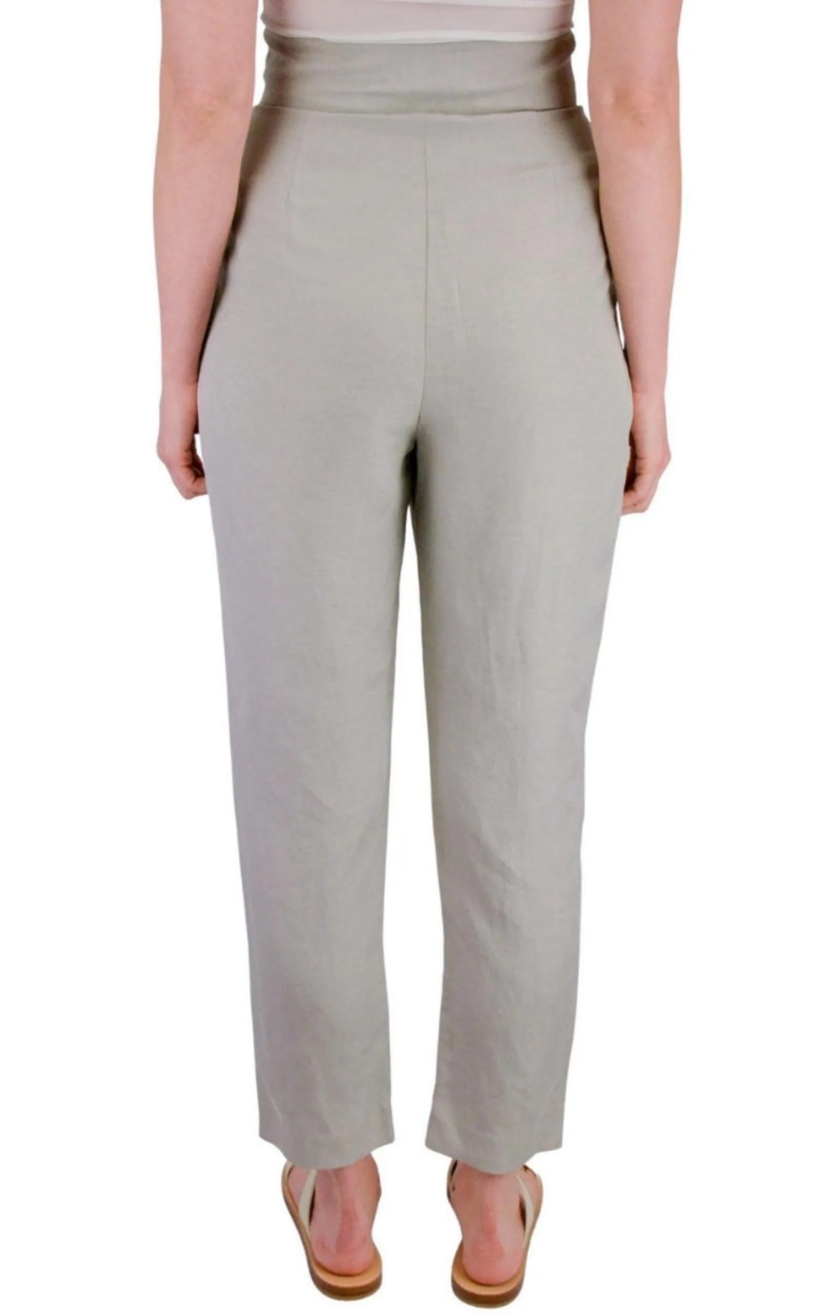 Grey Silk-linen blend Pleated Pants