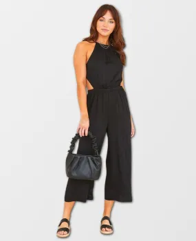 Halter Cutout Jumpsuit Black