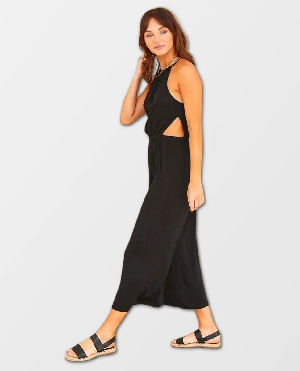 Halter Cutout Jumpsuit Black