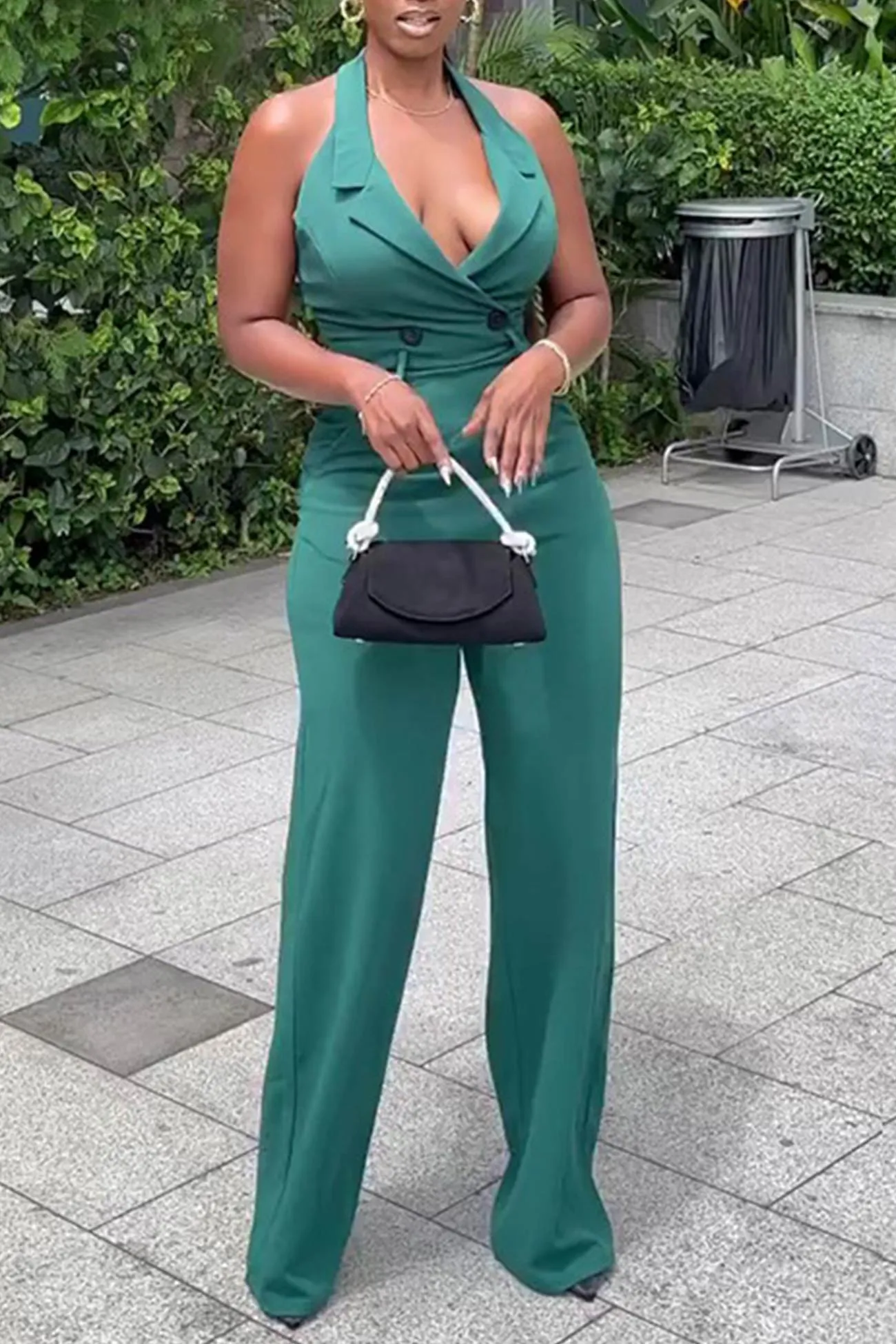 Halter Lapel Strappy Jumpsuits