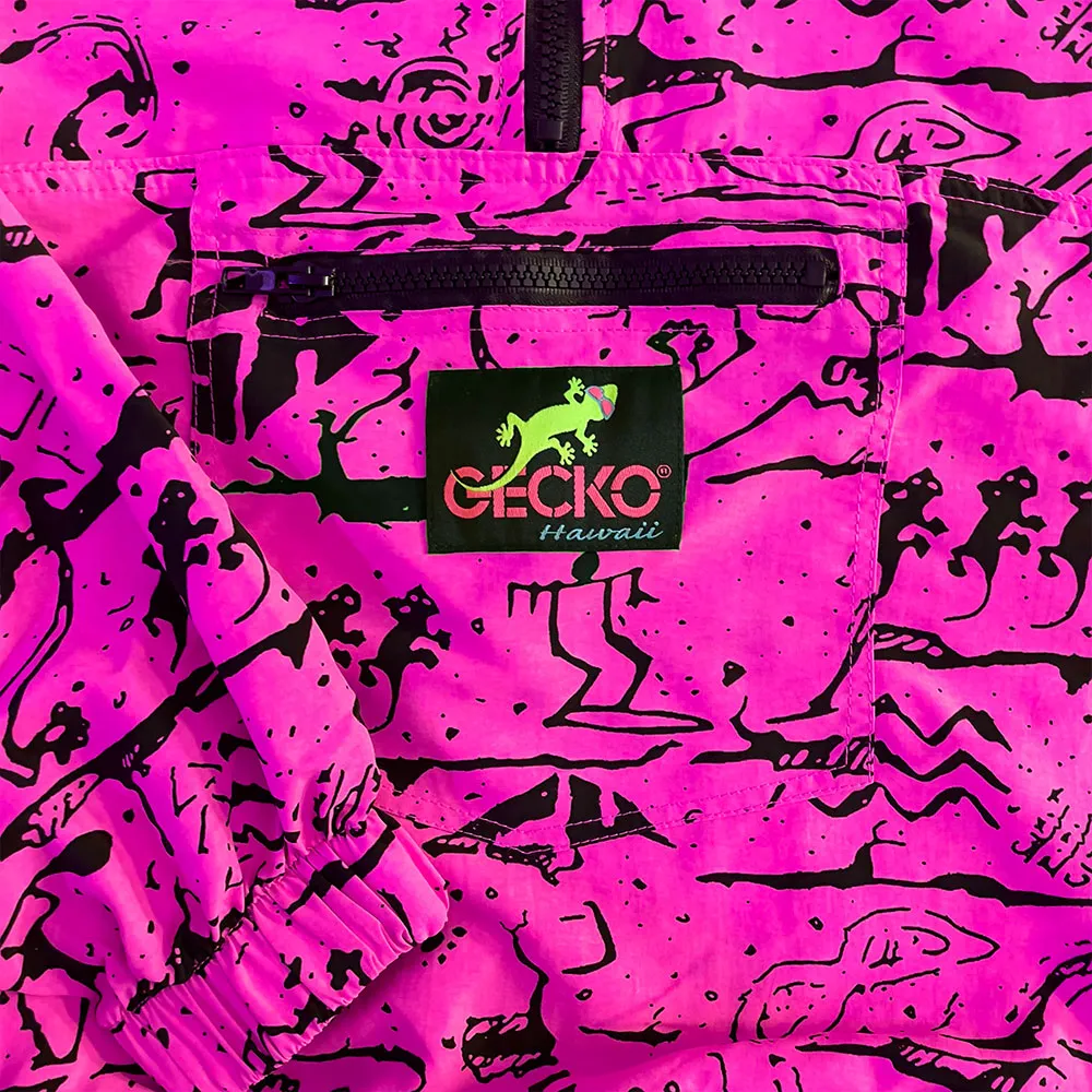 Iconic 1988 Gecko Wall Windbreaker -  Neon Pink