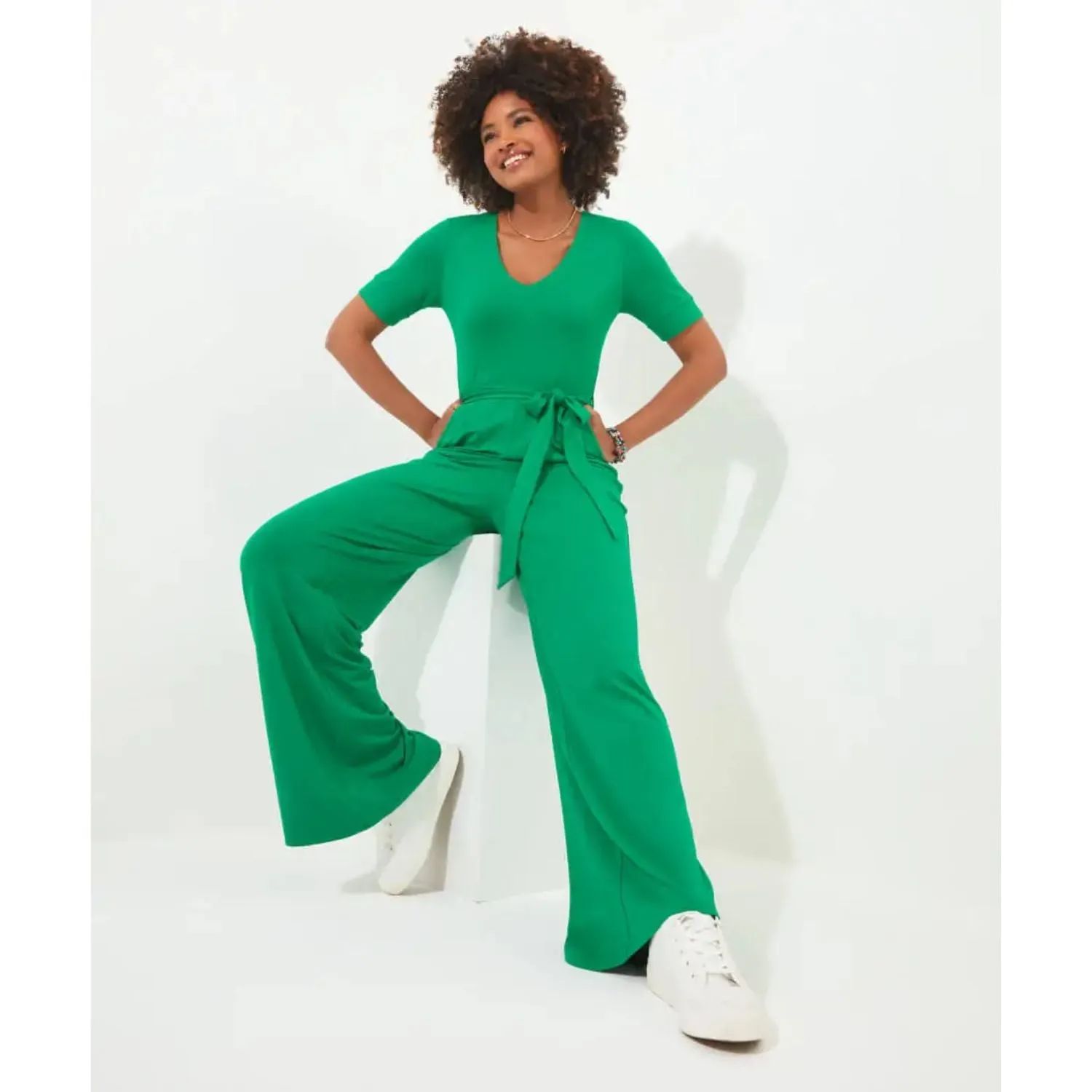 Joe Browns 10 Green Polly Jersey Jumpsuit