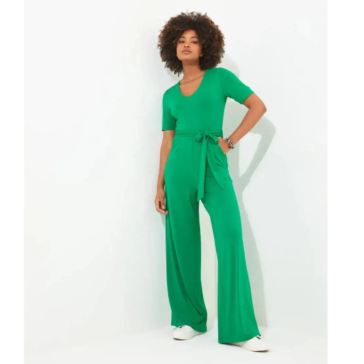 Joe Browns 10 Green Polly Jersey Jumpsuit