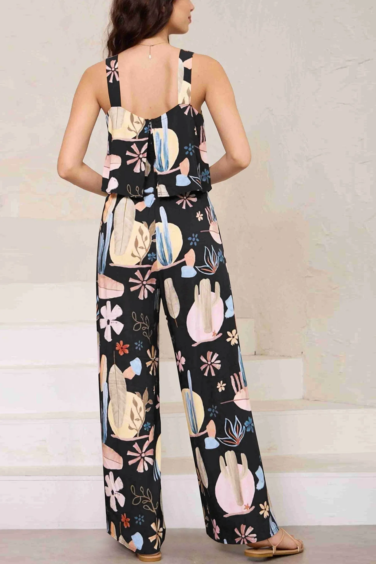 Joskaa Printed Cami Wide Leg Jumpsuits