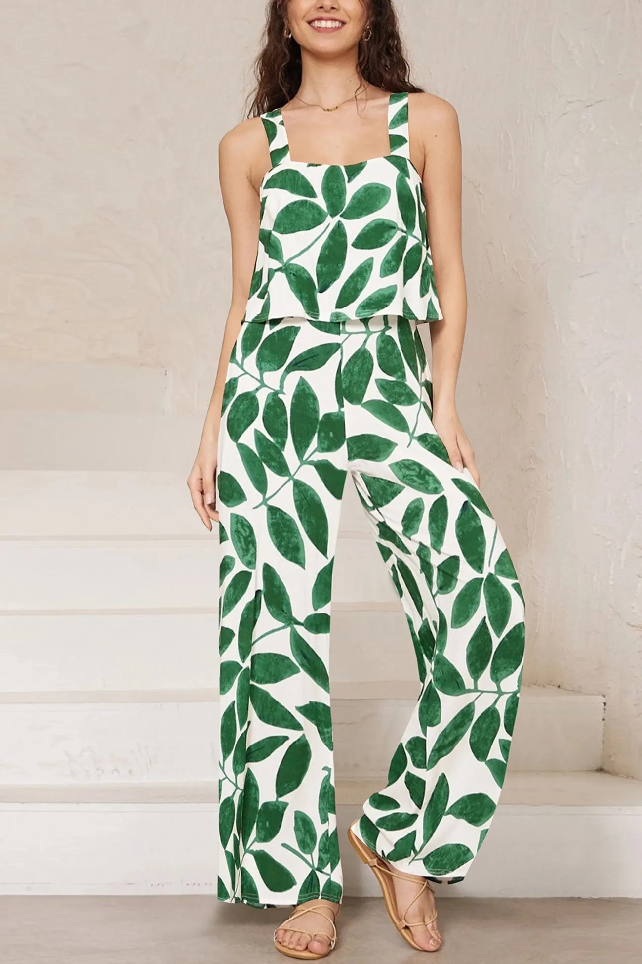 Joskaa Printed Cami Wide Leg Jumpsuits