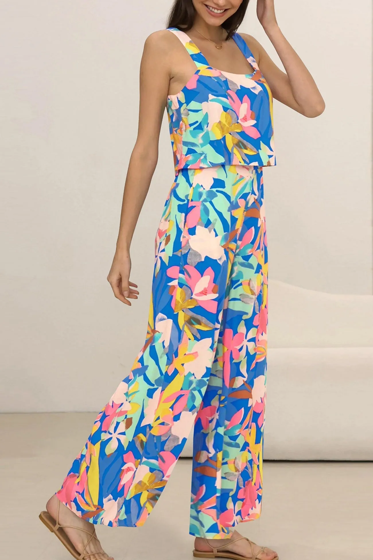 Joskaa Printed Cami Wide Leg Jumpsuits