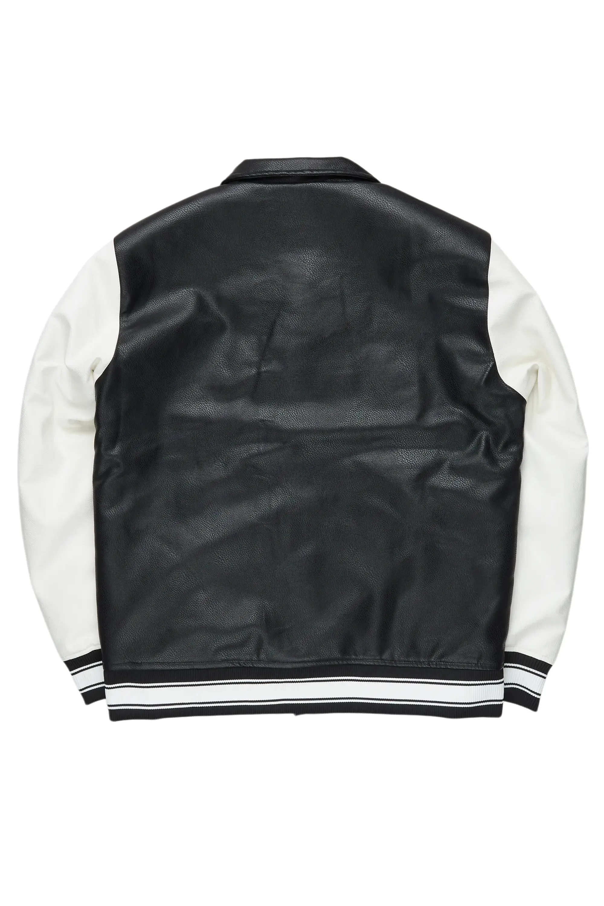 Juniper Black PU Leather Varsity Jacket