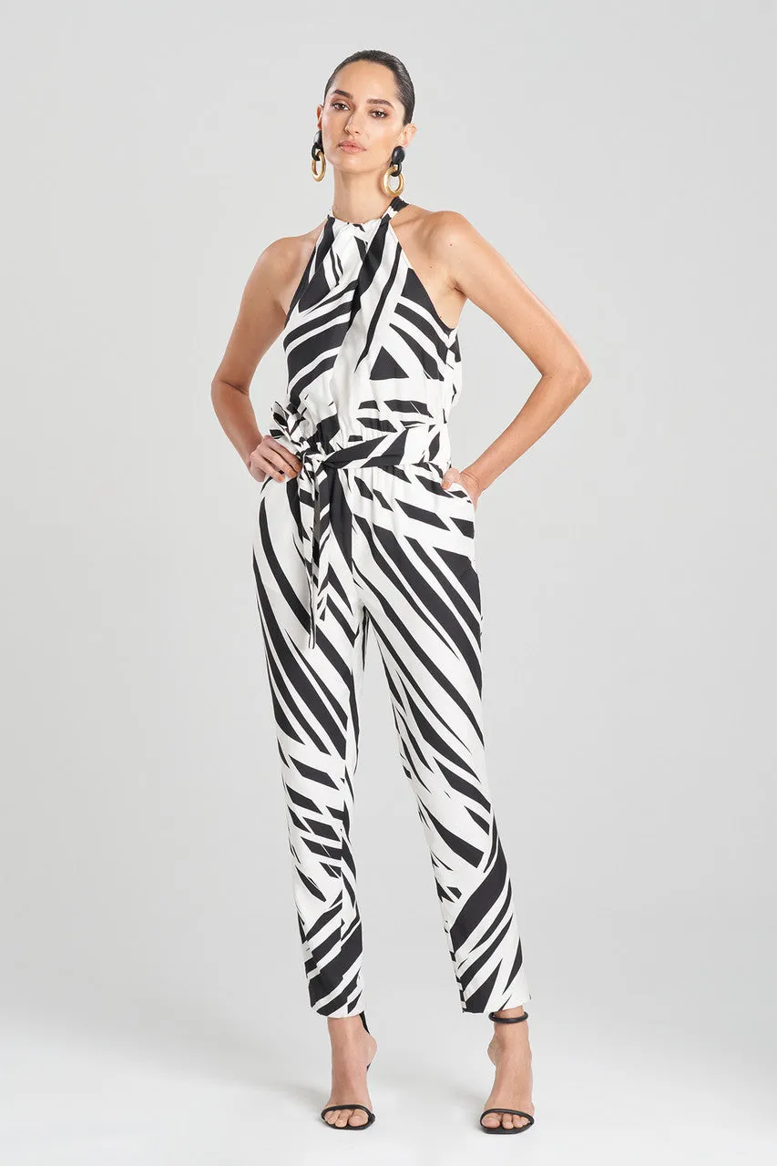 Katana Cotton Silk Halter Belted Jumpsuit