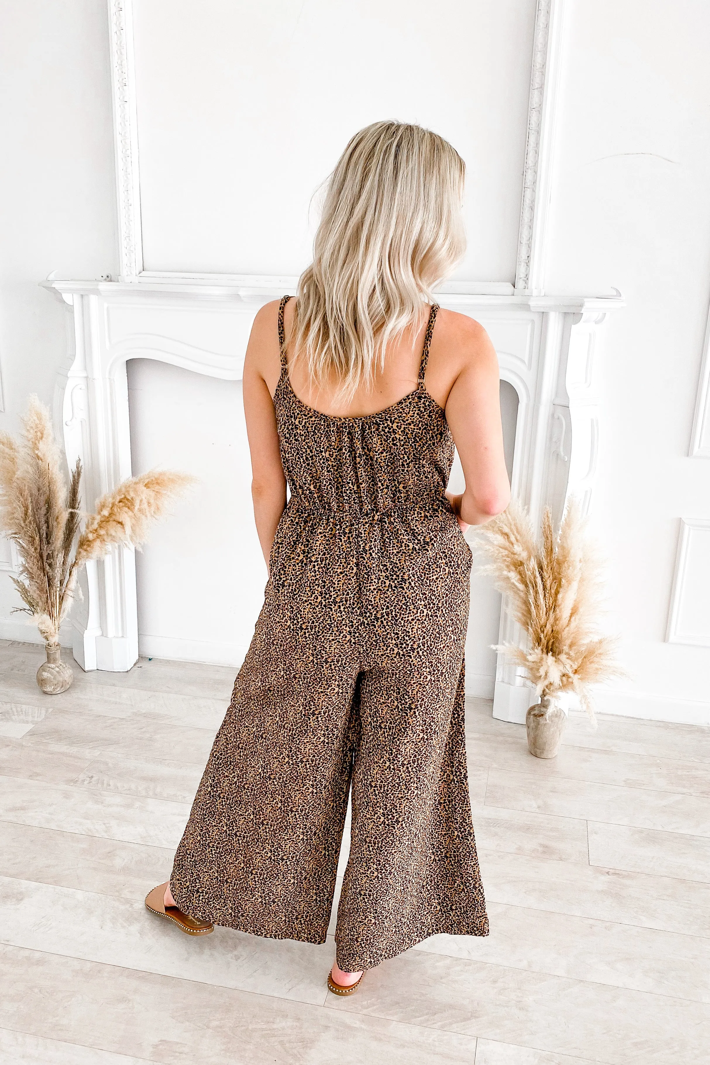 Kiley Mocha Leopard Wide Leg Jumpsuit