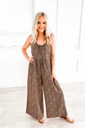 Kiley Mocha Leopard Wide Leg Jumpsuit