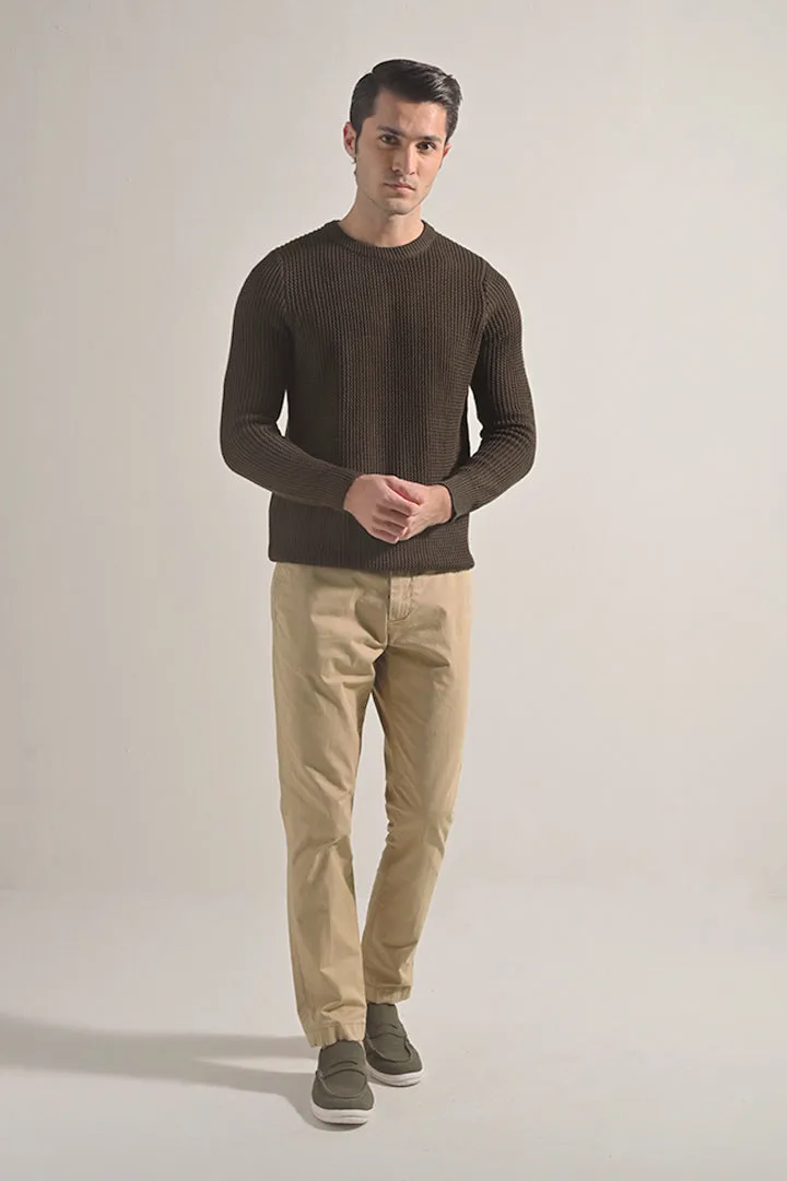 Knitted Sweater - Olive Green