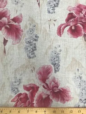 LI-7376W PINK IRIS PRINT LINEN. ITALY