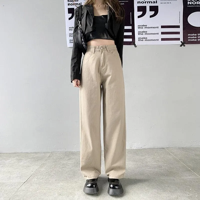 Light Academia High Waist Denim Pants