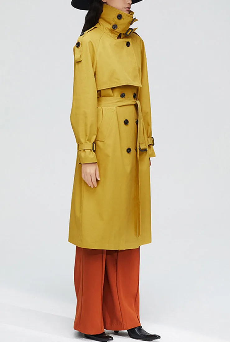 London Style  Double-Breasted Long Trench Coat