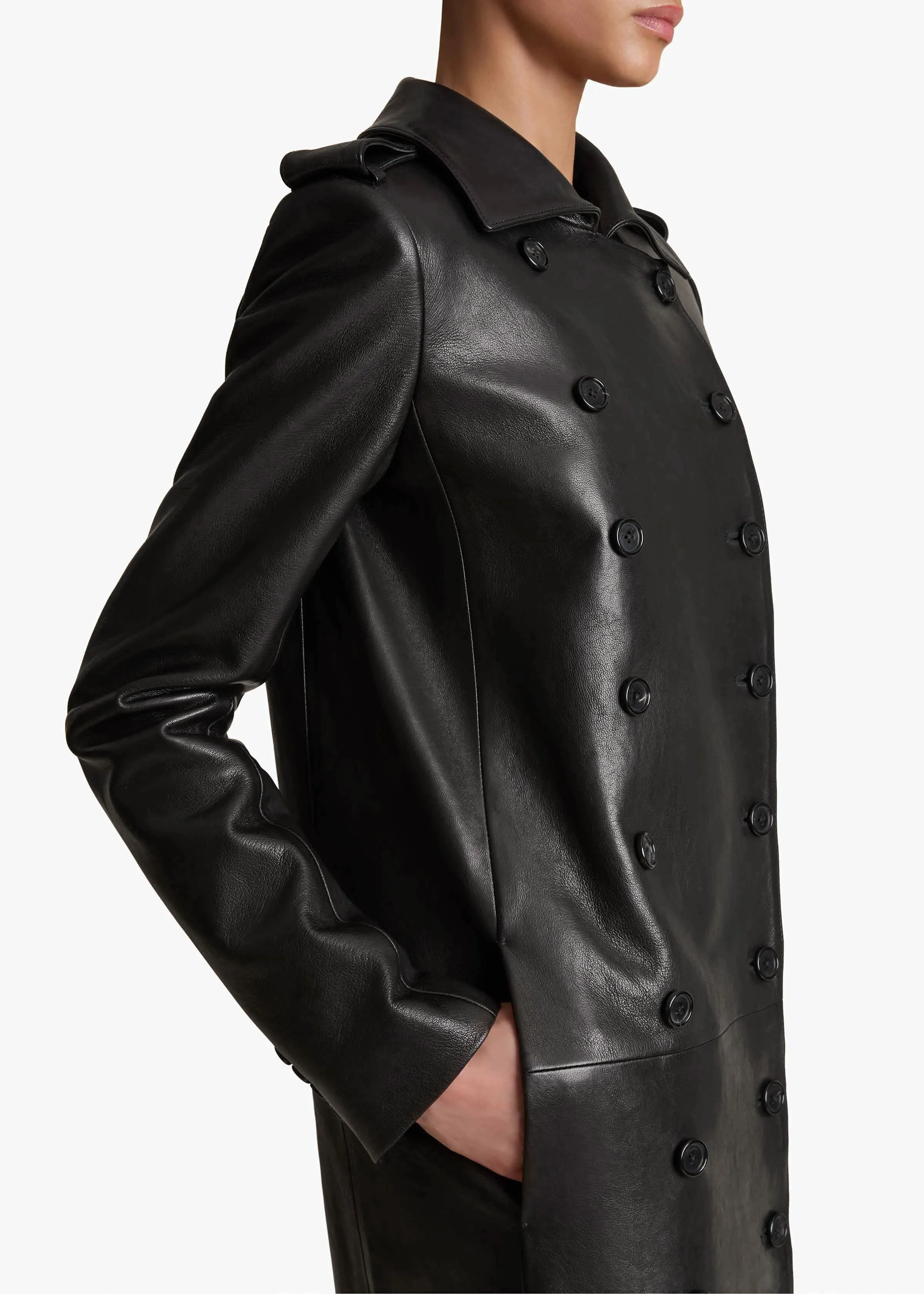 Mallory Coat in Black Leather