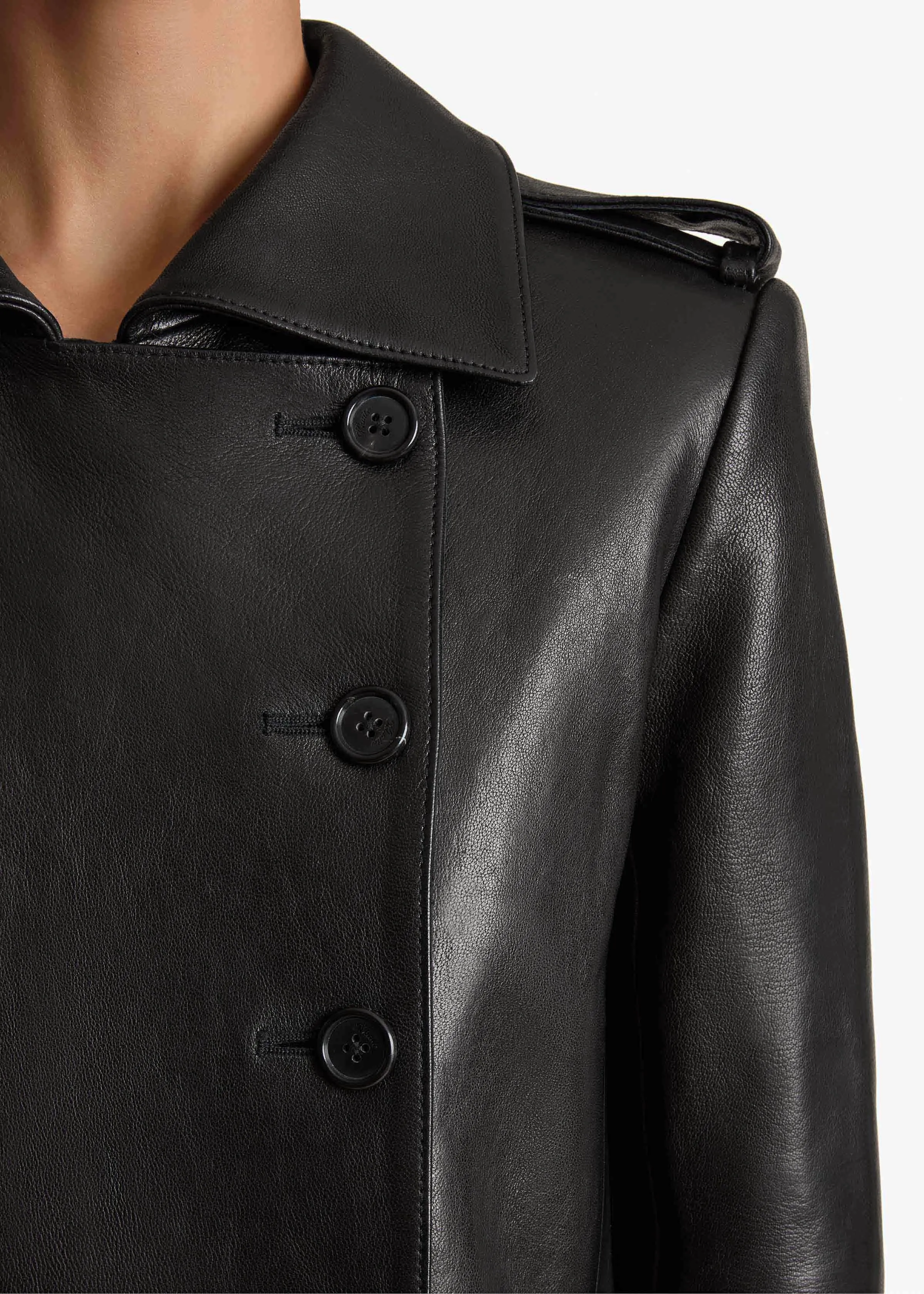 Mallory Coat in Black Leather