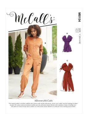 McCall's Pattern M8154 Misses' Rompers, Jumpsuits & Belt