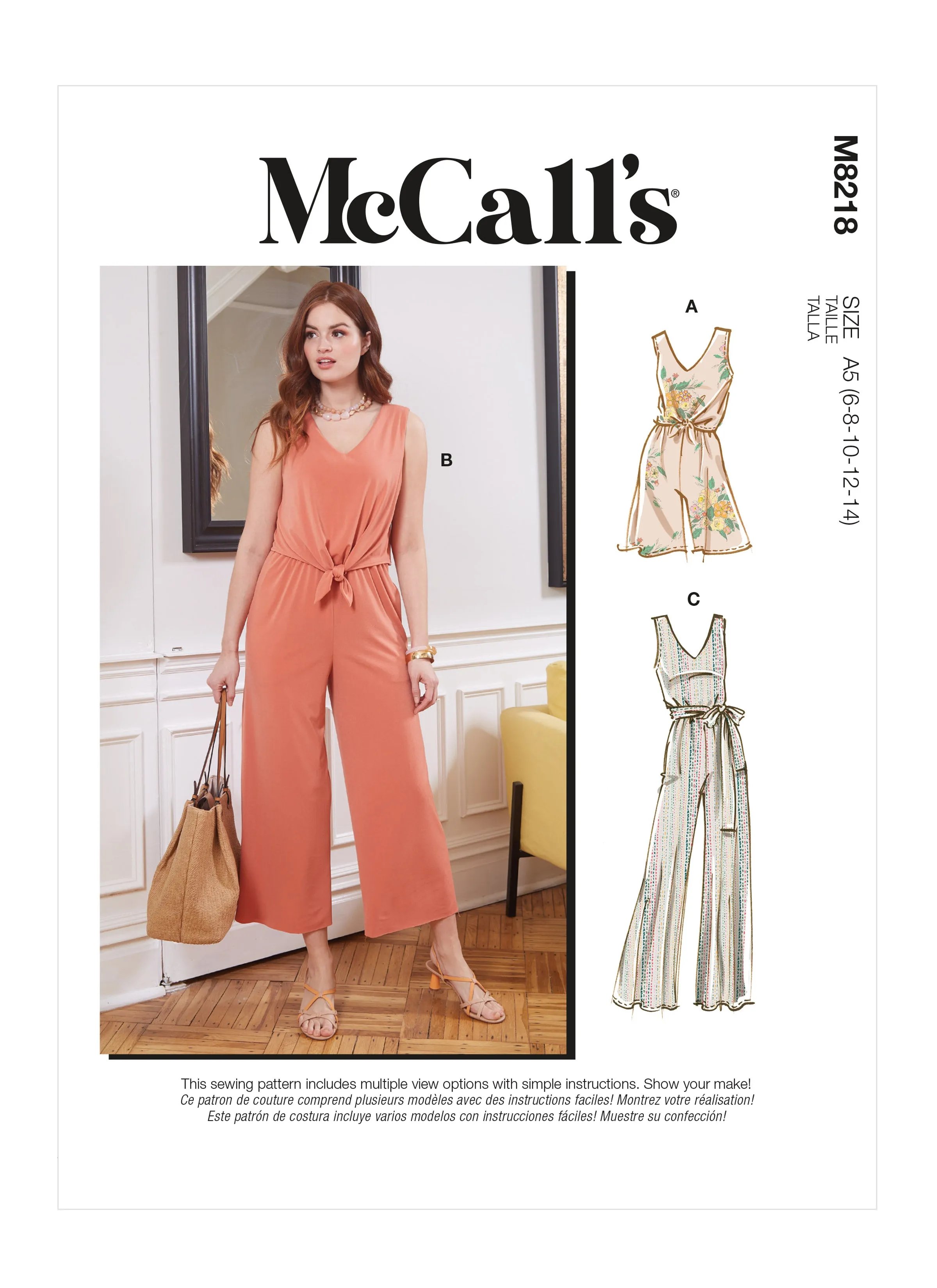 McCall's Pattern M8218 Misses' Romper, Jumpsuits & Sash