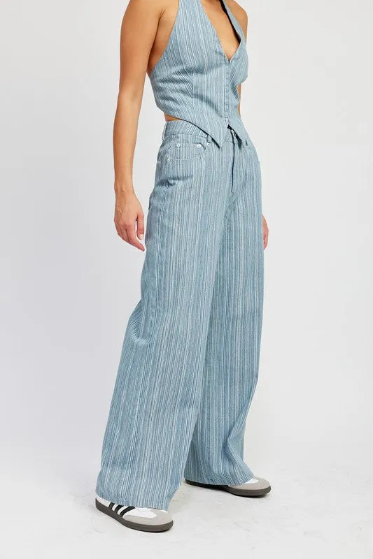 Mid rise wide leg pants