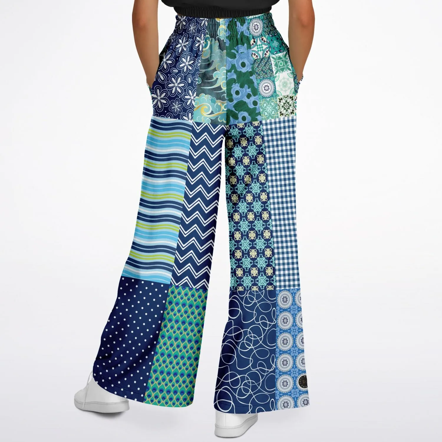 Mykonos Floral Patchwork Eco-Poly Wide Leg Pants