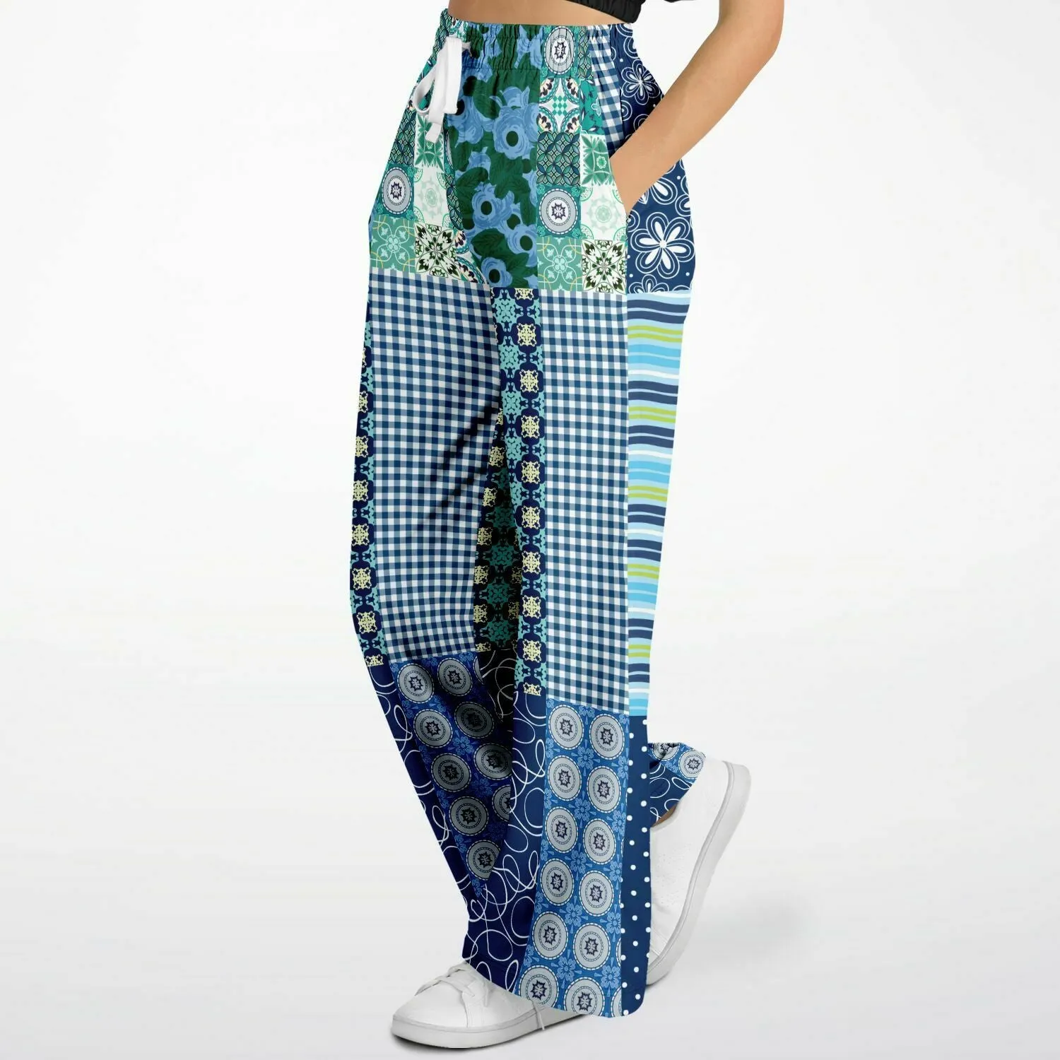 Mykonos Floral Patchwork Eco-Poly Wide Leg Pants