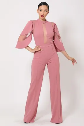 Nora Semi Sheer Contrast Jumpsuit